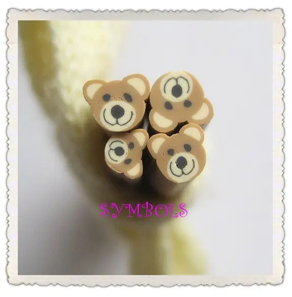 E-07 100 шт 5 мм коричневый медведь глина трость Необычные дизайн ногтей Полимерная глина трость