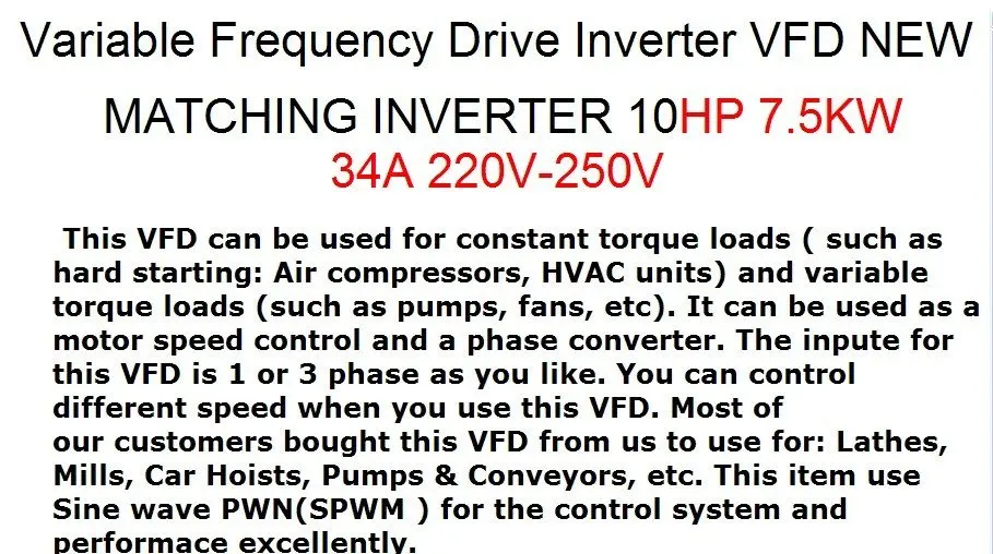 Новый CE/Высокое качество 220 V/380 V инвертор с переменной частотой VFD 7.5KW 10HP и 34A