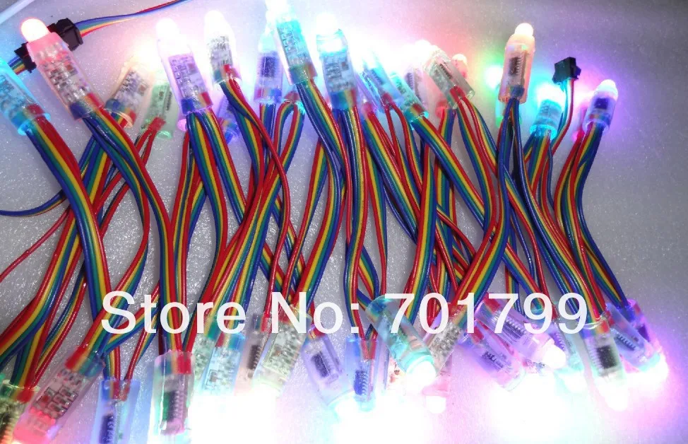 IP68 DC5V 12 мм WS2801 пиксельный модуль, полный цвет; 50 шт. в струне; 256 Серая шкала, заполнение эпоксидной смолой