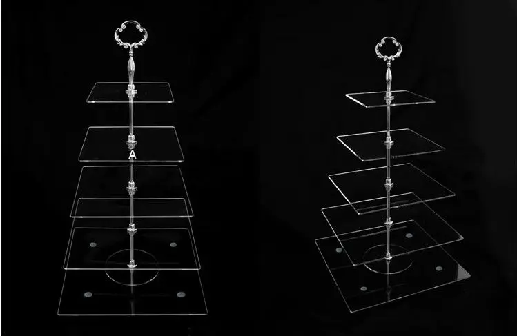15 см 5 уровня Прозрачный акриловый Площадь Оргстекло Стенд торт Свадьба День рождения Дисплей FedEx