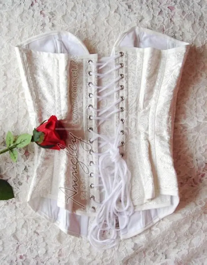 Custom Made White Corset Bustier Top With Black Skirt Outfit For Party (4).jpg