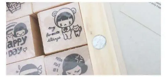 15 шт./кор. новый милая девушка и дерево деревянный набор штамп DIY zakka марки kawaii Канцелярские (ss-1508)
