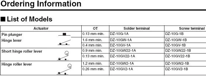 Dpdt микропереключатель dz-10gw-1b, Длинный рычаг петли, серебряный сплав контакты микропереключатель, высокое качество