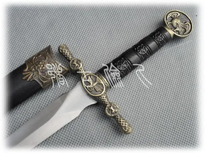 

S4330 MINIATURE VINTAGE ANTIQUE STEEL EAGLE KNIFE SWORD W/ BLACK SCABBARD 13.8"