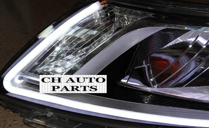 2011-2013 ча KIA K2 светящиеся кольца фары V1, с двойным цветом светодиодный дневной свет, бралет 'Злой Глаз', Q5 BI-XENON проектор