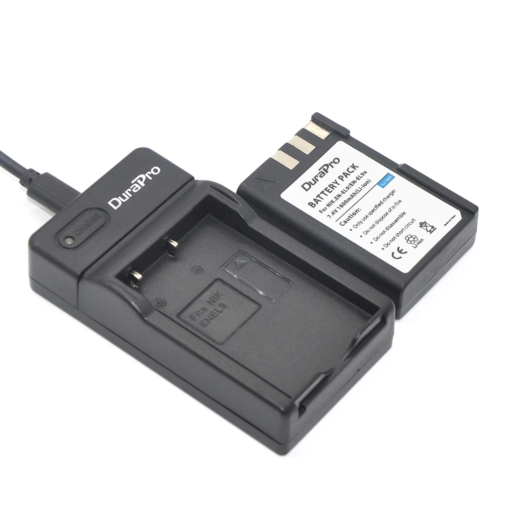

2Pcs 1800mAh EN-EL9 EN EL9 EN-EL9a EN EL9a EL9a Camera Li-ion Battery + Charger Kit for Nikon EN-EL9a D40 D60 D40X D5000 D3000