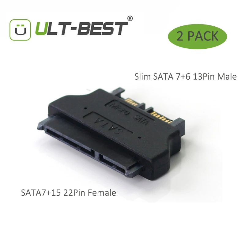 2 шт./упаковка тонкий адаптер sata с 22Pin на 13Pin 7 + 15 последовательных адаптеров ATA Female 6