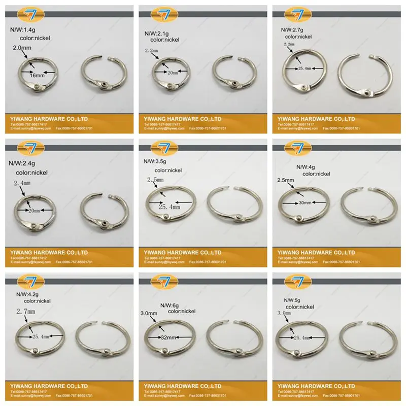 Китай Профессиональный никелированный книга связующее кольцо Металл хорошего качества Канцтовары/книга кольцо/кольцо для карт/свободное раздвижное кольцо