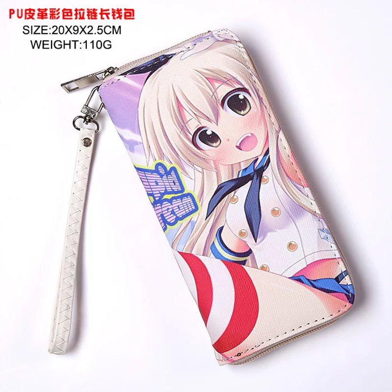 Anime Kantai Collection Colorful Long Wallet Printed With Shimakaze Fashion Design Coin Purse for Cosplay Gift