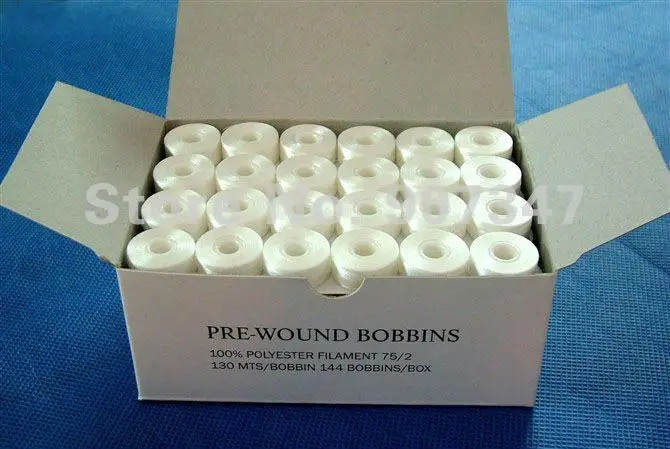 Белый prewound нижнюю Нитки L размер sideless, 144 шт./полная