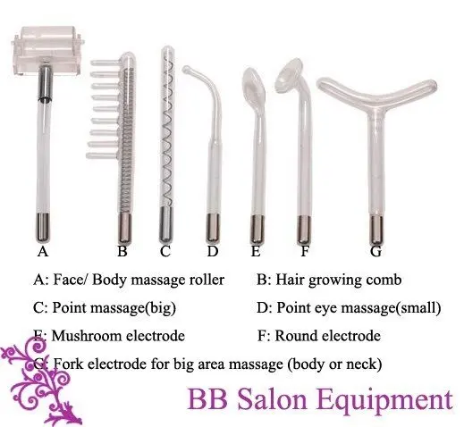 Peças de Alta Varinha para Facial Cuidados com a Pele Conjunto Frequência Eletrodo Spa Violeta Laranja Luz Ray Máquina 1 7 2 eletrodo varinha para facial spa cuidados com