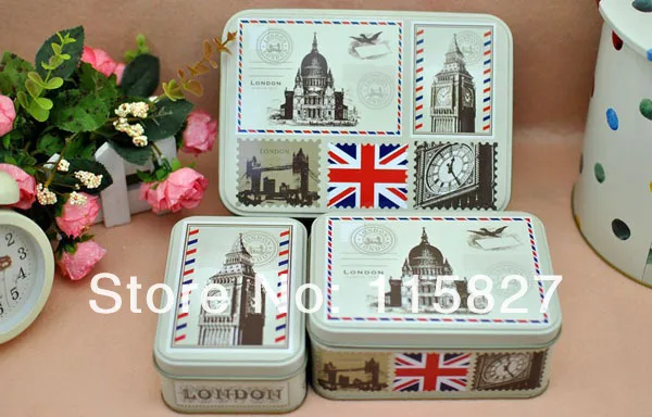 Британский флаг дизайн коробка для конфет в английском стиле Стиль металлическая коробка для хранения Чехол Биг Бен Печать Железный Чехол коробки для тортов и пирожных 3 шт./компл