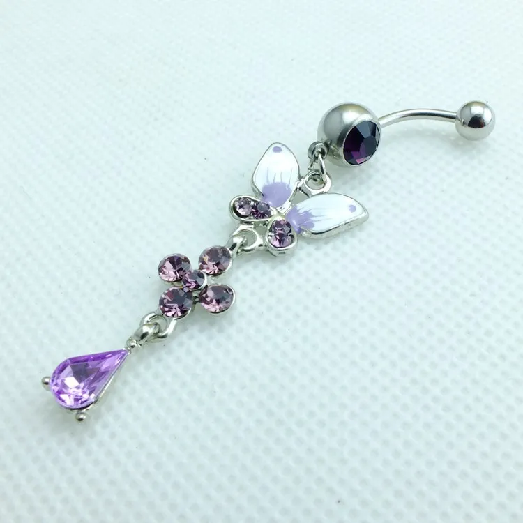 Оптовая продажа Новые Средства ухода за кожей Jewelry, Мода пирсинг пупка, нежный капельного маленькая бабочка, пупок Кольца Бесплатная