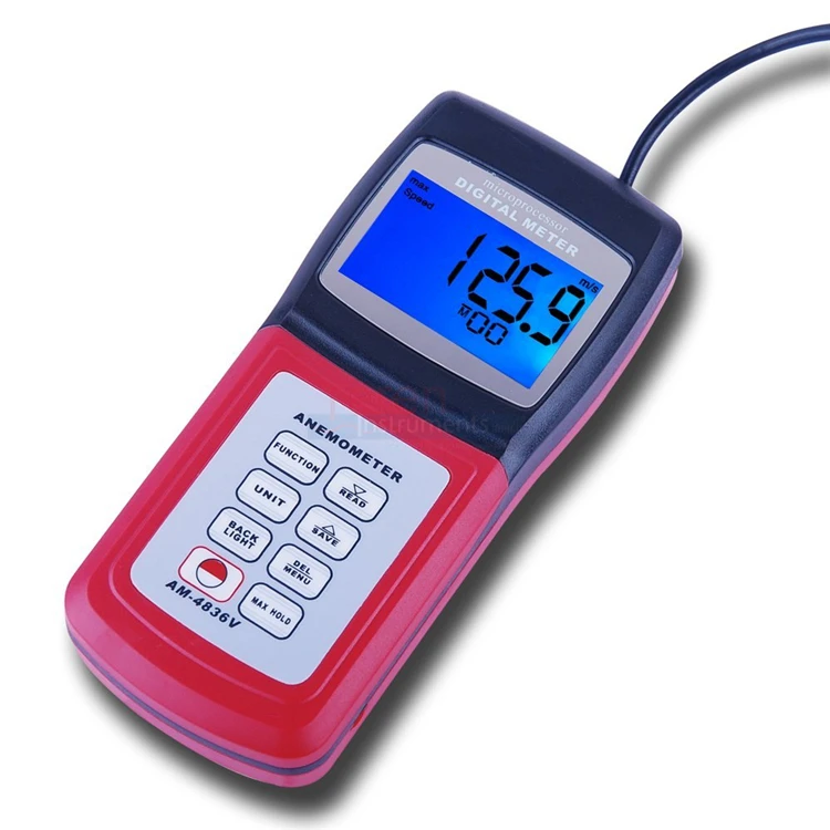 

AM-4836V Digital 0.5" LCD Anemometer Wind Speed Tester Air Velocity Meter Temperature Measurement 0.4 ~ 45.0 m/s -10 ~ 60 Degree