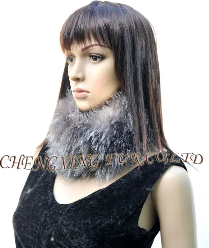CX-S-133  Silver Fox Fur Stretch Snood / Headband ~ DROP SHIPPING