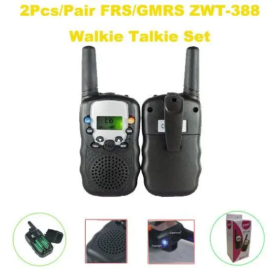 Горячая Распродажа 0,5 Ватт FRS/GMRS lcd Dispalying ZWT-388 набор рации(2 шт./пара) со встроенным фонариком