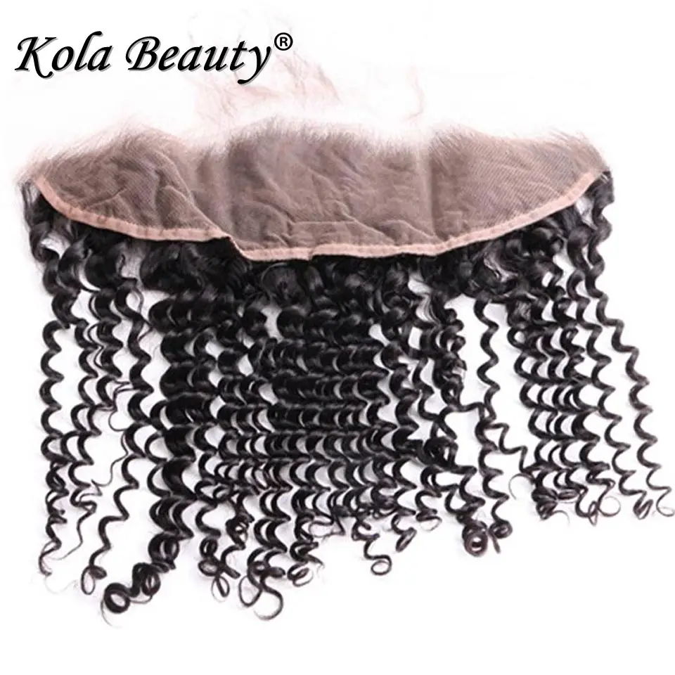

13x4 Brazilian Full Lace Frontal Kinky Curly Closure 10-18Inch 10A Kola Beauty Brazilian Curly Hair Ear To Ear Lace Closures