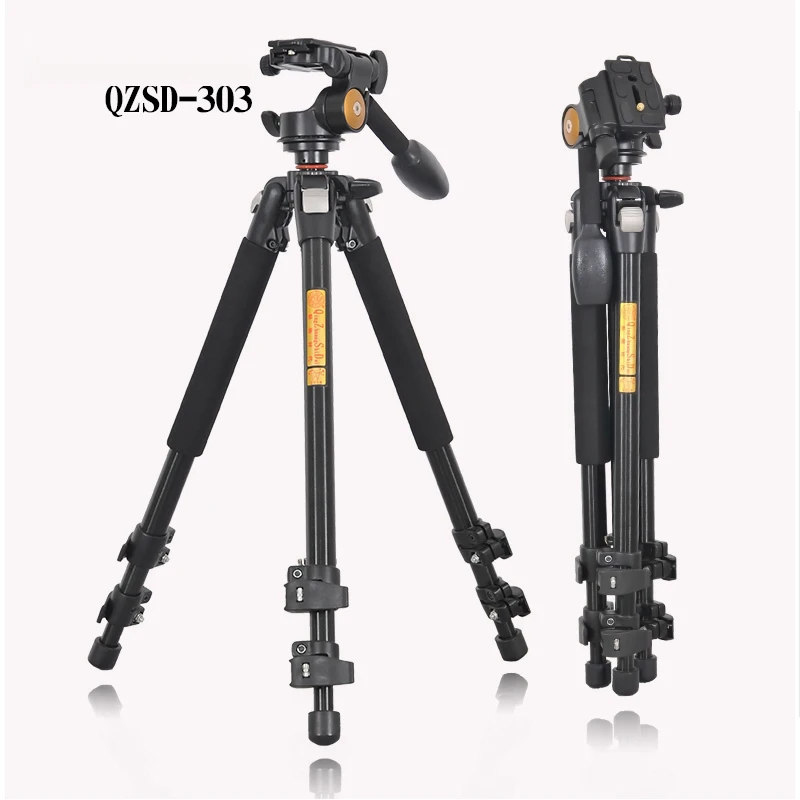 

QZSD Q303 Professional Camera Tripod Quick Release Plate Single Handle Hydraulic Damper Head Suit Tripe Tripodes Accessories