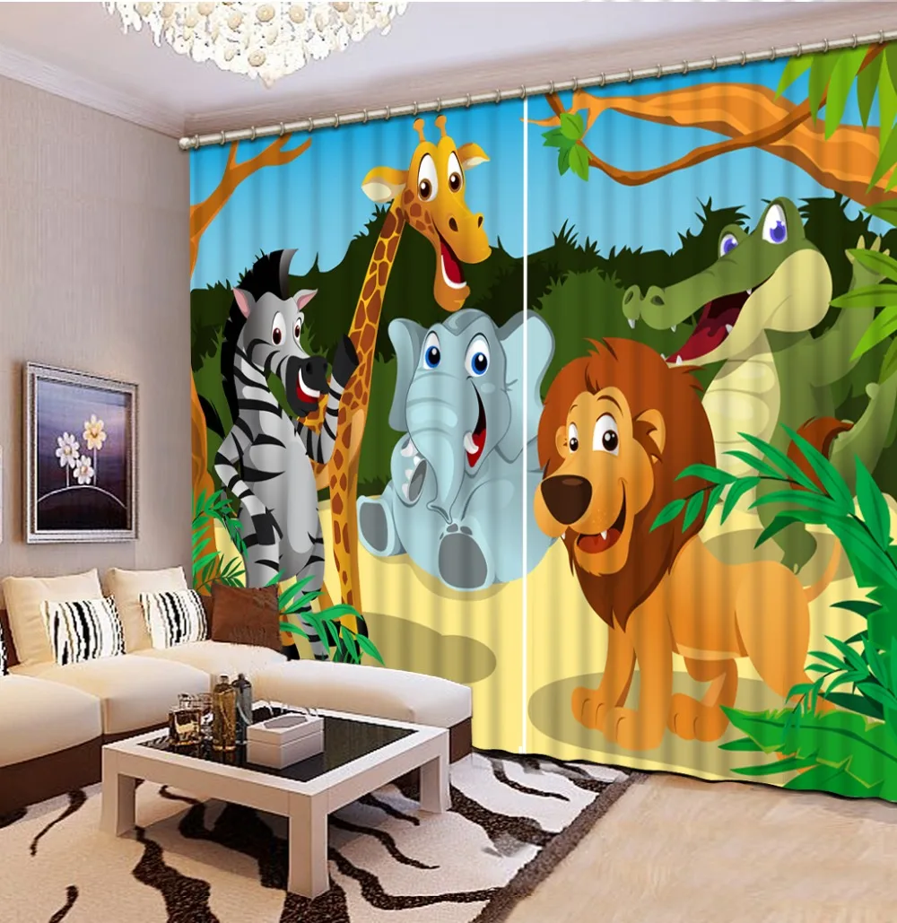 

High Quality Customize size Modern cartoon custom curtains modern living room curtains Home Decoration