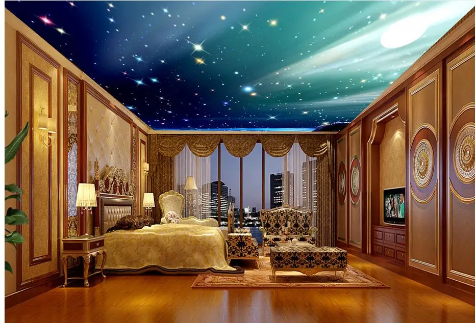 Росписи обоев фото обои Starlight небо потолочные фрески нетканые Потолки |