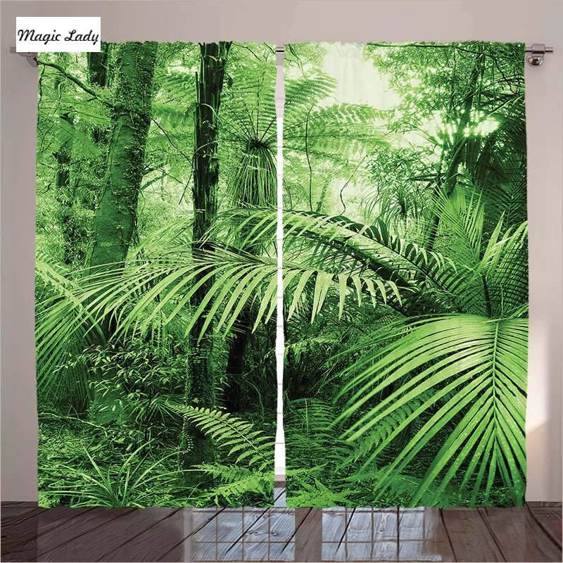 Tropical jungle Digital Print 3D Blackout Curtains For Living room