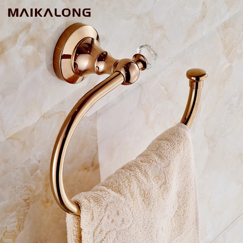 rose gold.Wall Mounted Brass & Crystal Gold Towel Ring,Towel Holder, Towel Bar Bathroom