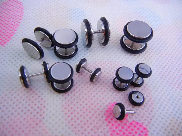 100pcs Free Shippment  Body Jewelry- Gauges 5SIZES Fake Ear Plug Cheat Illusion Ear Tapers & tunnels with two 