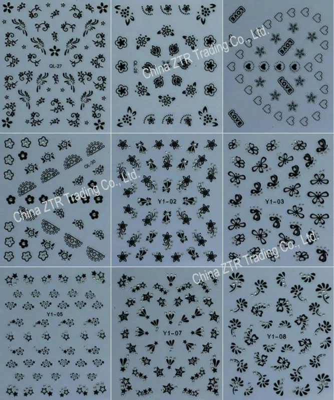 3D наклейки для ногтей, наклейки для ногтей, 50 различных листов, украшение ногтей для девочек, набор с цветочным узором, смешанный маникюр, педикюр