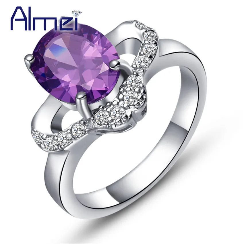 Almei Silver Color Rings for Women Zircon Ring Vintage Anillos Mujer Wedding Party Anel 2017 Jewelry Gift Aneis Bague Femme J415 | Украшения