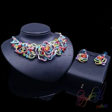 2016 fashion jewelry Bridal accessories Colorful crystal women jewelry set