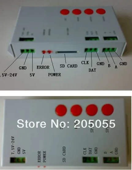5 M Водонепроницаемый IP67 IC WS2801 SMD5050 цветная светодиодная лента с эффектом "Бегущая Волна" Светодиодные ленты 5 м, 12 В, 36 светодиодный/M 180 светодиодный+ программируемый, с поддержкой SD карт Контроллер T1000S