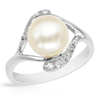 

I&Zuan 925 Sterling-silver-jewelry Rings For Women White Cultured Round Freshwater Pearl Fine Jewelry Party Gift Ring 0897