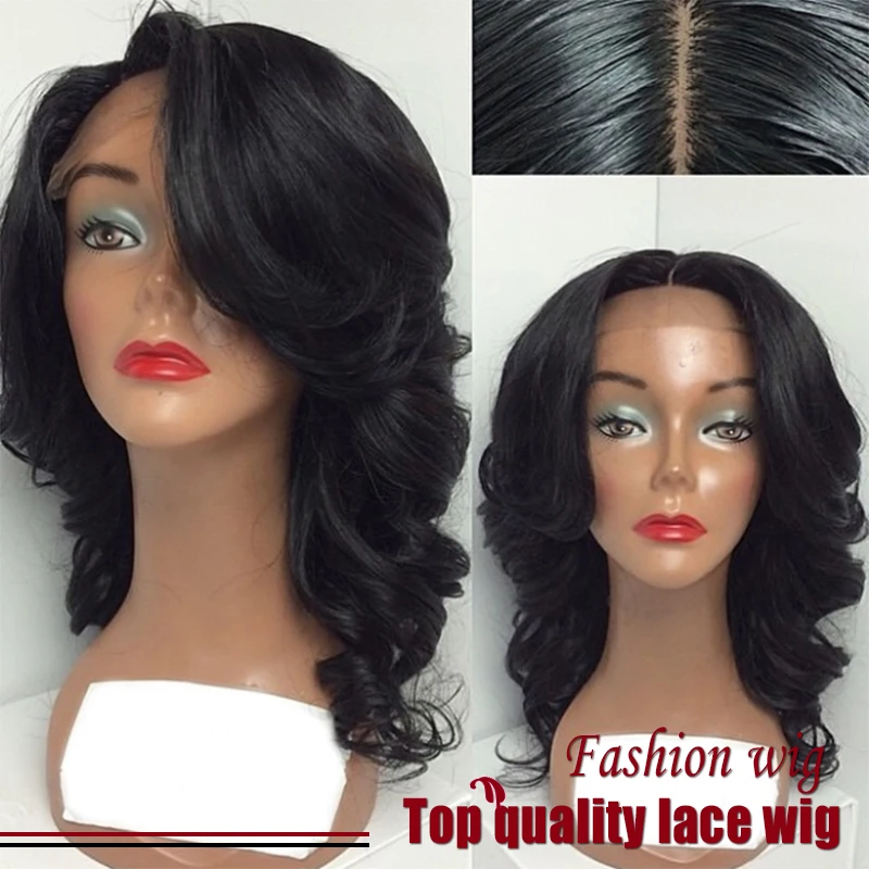 2017 New High Quality Wave Wigs Synthetic Lace Front Wigs Free Bangs