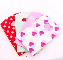 400pcs     Fashion 4Colors Heart Dots Thank You Plastic Bags Gift Bag 9X15cm Jewelry Pouches GB071