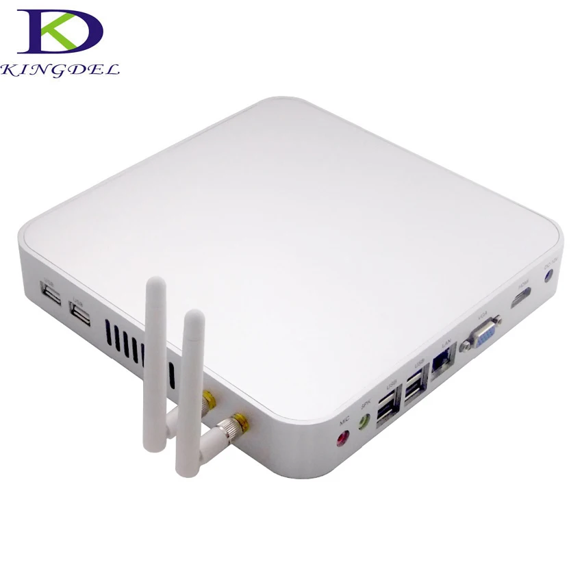 Дешевый безвентиляторный мини ПК x86 wifi Barebone Net компьютер с Intel Celeron 1037U двухъядерный 1,8 ГГц HD 2 Гб ram HTPC