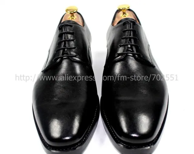 Free shipping Goodyear welt handmade pure genuine calf leather men's dress/classic derby color black shoe No.D44