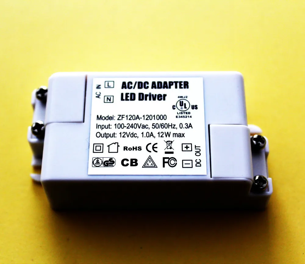 50 шт./лот, постоянное напряжение 12V1A 12 Вт, UL ce gs SAA CB сертификация, Светодиодный драйвер питания
