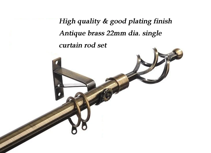 Высокое качество 22 мм(7/8 дюймов) диаметр отлично пропускает воздух. 0,98 мм толщиной один набор из штанги и занавески с квадратная стальная труба от китайского поставщика, покрытие античная латунь MOQ3M