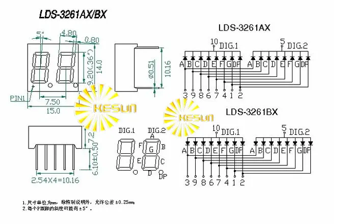 5 шт. x 0,36 дюйм(ов) Красный общий катод/анод 2 Цифровой пробки 3261AS 3261BS светодиодный Дисплей модуль