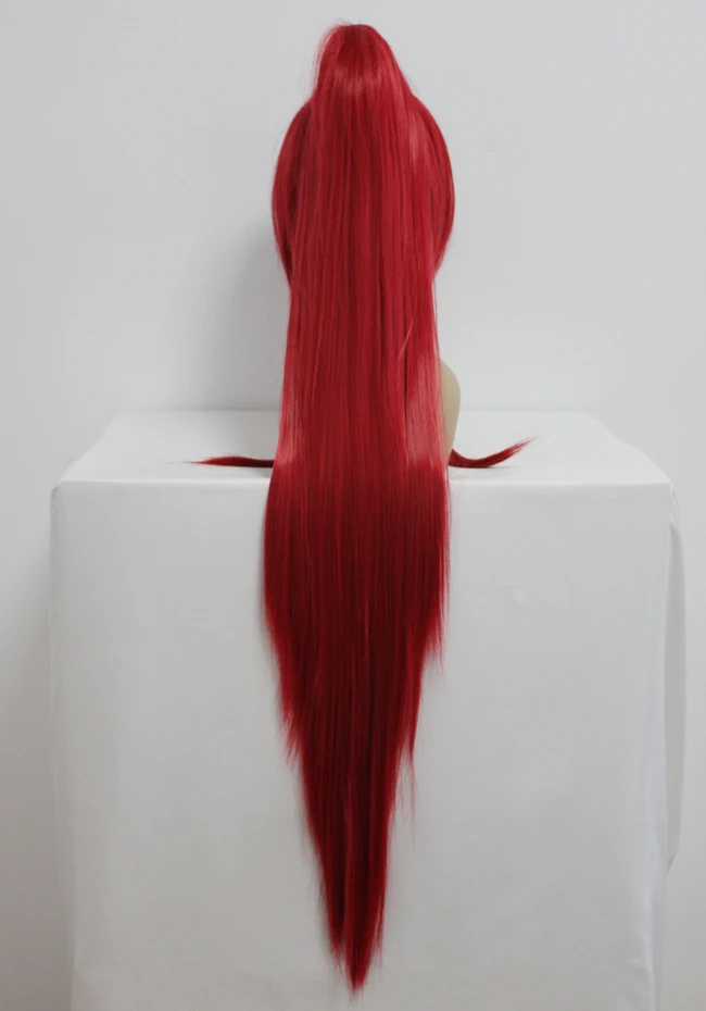 MCOSER 100 см длинный синтетический красный карнавальный костюм парик+ один конский хвост высокотемпературное волокно WIG-211A