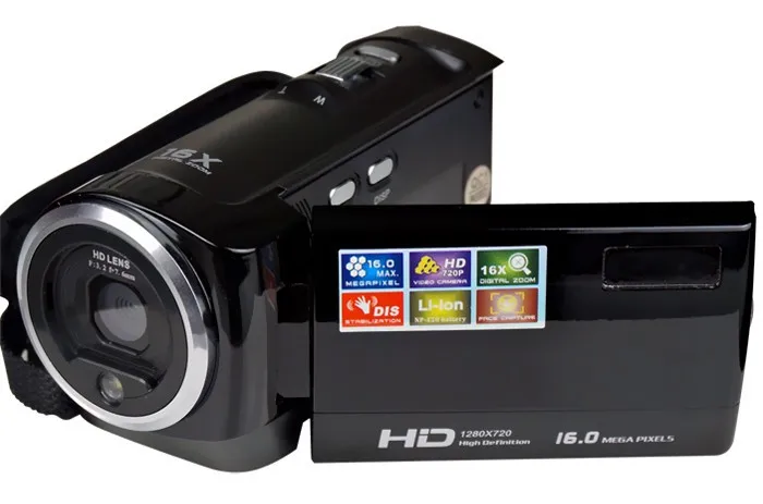 Черный 16 Мп Макс 720P HD 16 X Цифровой Зум Цифровая видеокамера Цифровые видеокамеры с 2," ЖК-экраном литиевая батарея - Цвет: Черный