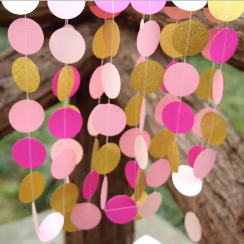 5 шт. см каждая Круглая Бумажная гирлянда розового белого и золотого цвета