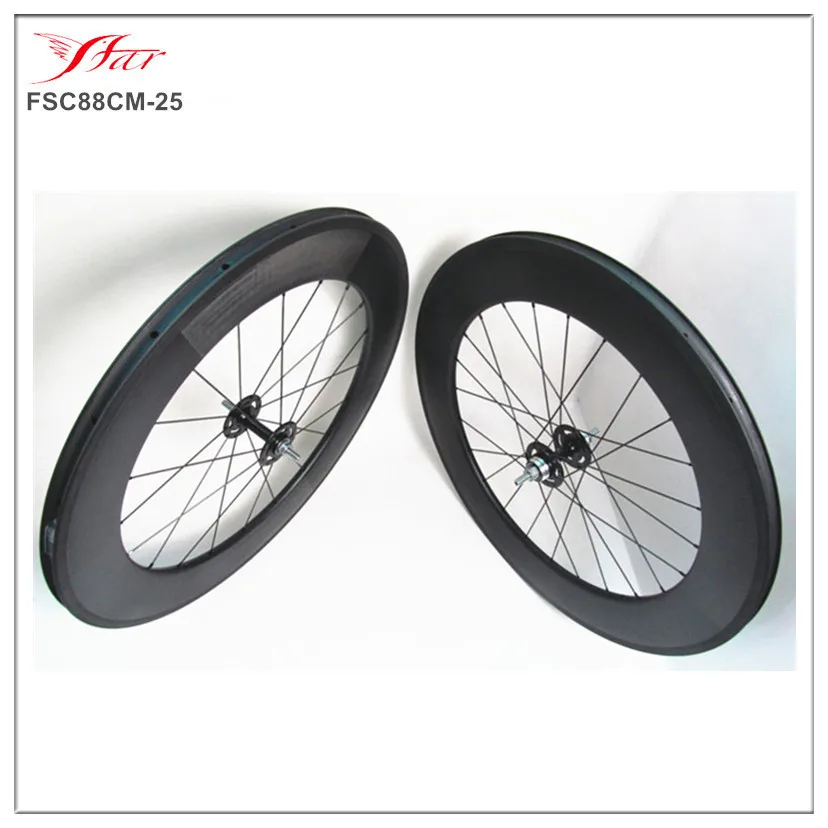 2017 Full carbon fiber track bicycle wheels 88mm 25mm wide clincher