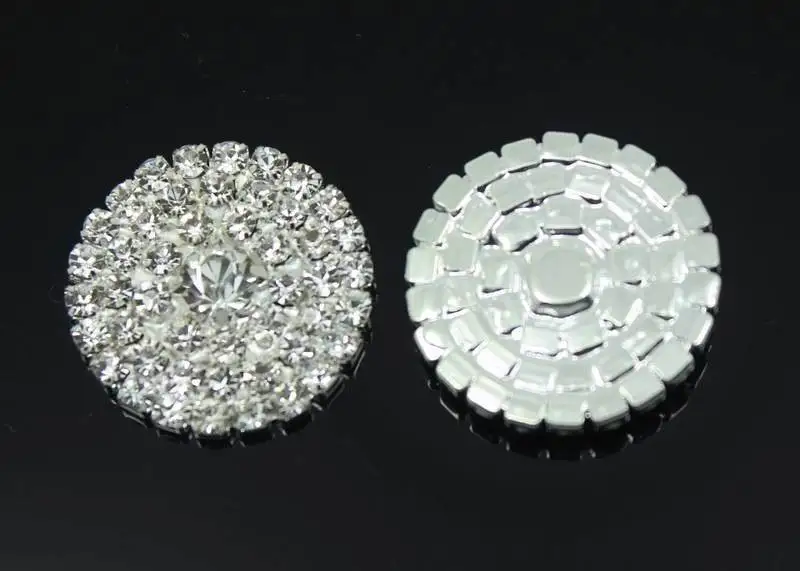 50 шт. 23 мм 3 ряда Круглый Кристалл Rhinestone Кнопка Flatback Свадьба Украшения Diamante пряжки