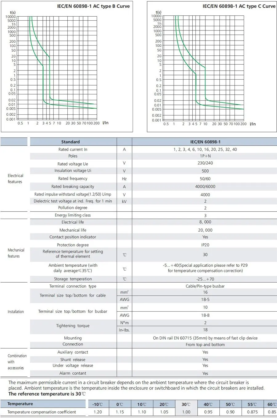 TPN 1P+ N Мини автоматический выключатель MCB 10A, 16A, 20A, 25A, 32A