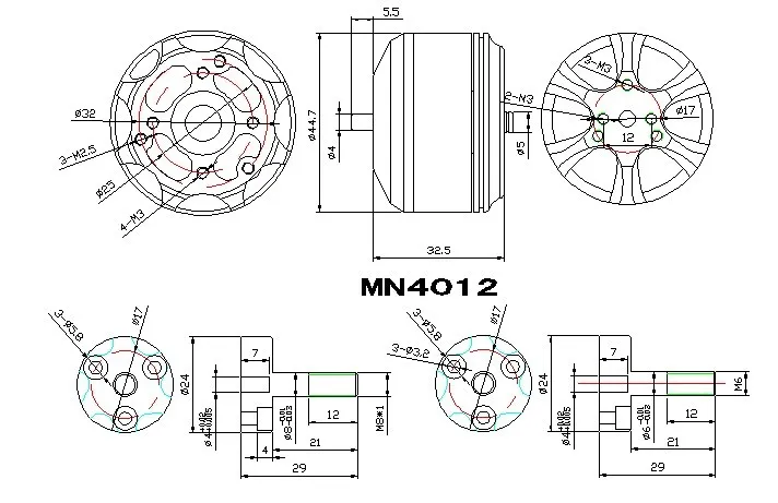 Футболка Двигатель MN4012 400kv бесщеточный Двигатель для FPV-системы MultiCopter