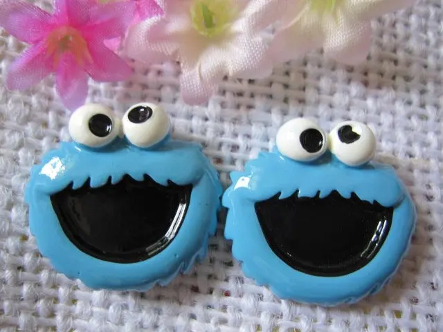 15 шт./лот плоской задней смолы Cookie Monster, DIY смолы Craft аксессуары моды Смола Кабошоны