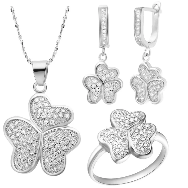 Almei Свадебные CZ Циркон Ювелирные наборы подвески серебро Мода Кристалл Parure Bijoux Femme Цепочки и ожерелья кольцо серьги комплект украшений T103