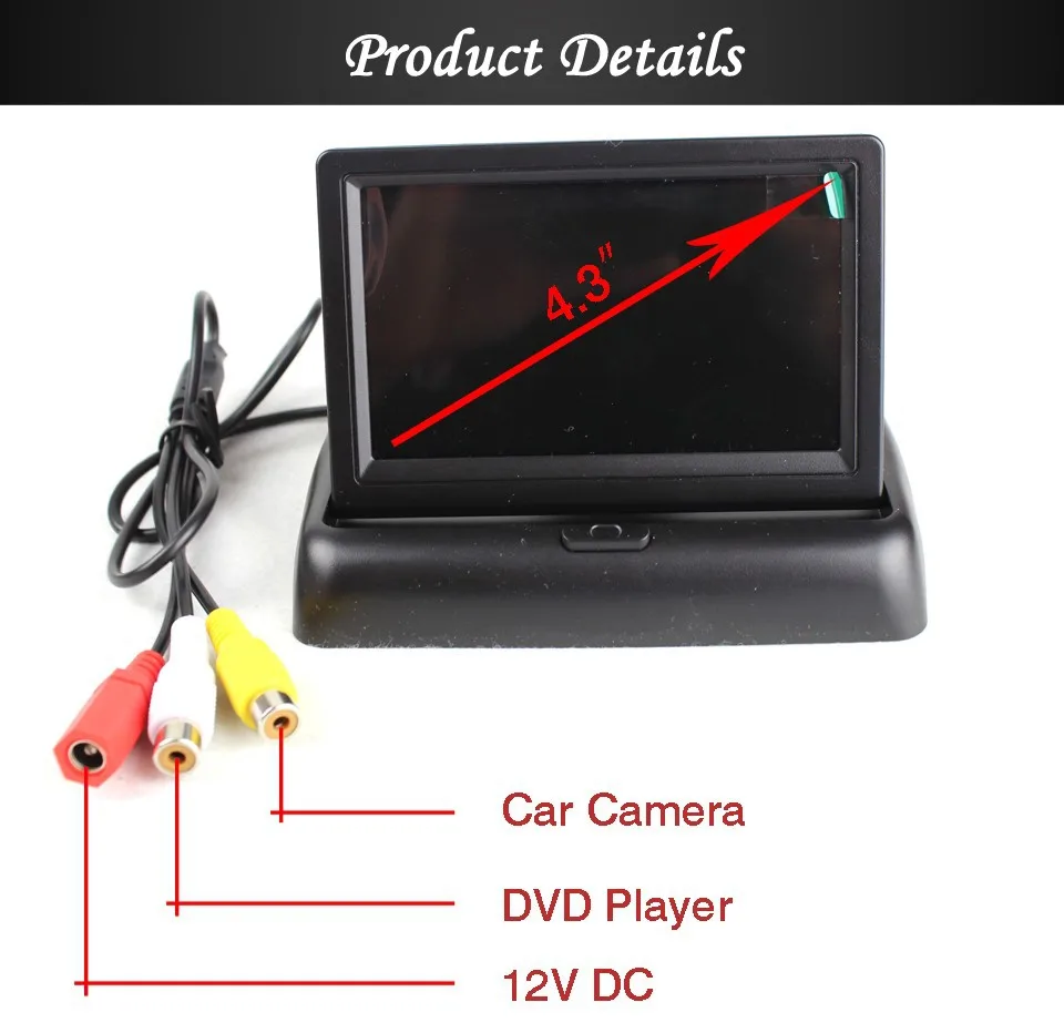 AuMoHall 4,3 ''lcd складной 2 видео вход автомобильные мониторы для камеры заднего вида в тире