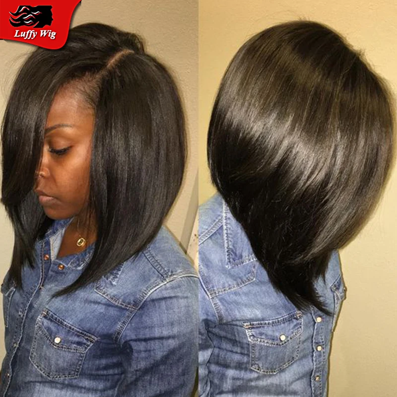 

12-28 Inch Short Layered Bob Hair Cut Wigs BrazilIian Virgin Straight Bob Hair Full Lace Wigs Baby Hair Glueless Lace Front Wigs